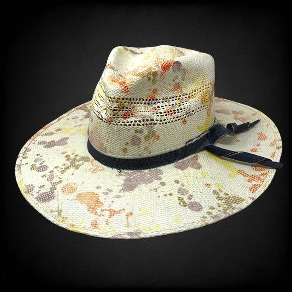 Charlie 1 Horse Paint Splatter Straw Western Cowboy Hat Sz L Festival Lucchese main image 7